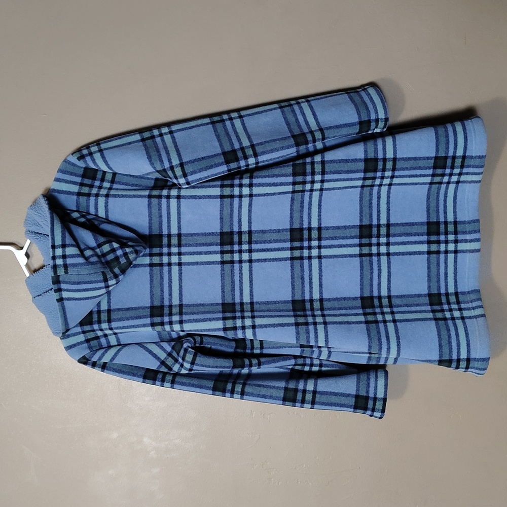 D & Co Blue Plaid, Hooded, Full Zip/Button, Fleece, Lined Jacket Size M - Picture 2 of 9